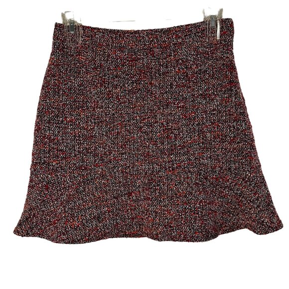 Loft Multicolor Tweed Fully Lined Skirt Flare Flounce Red Orange Fall SZ 6 NWOT - Picture 1 of 8
